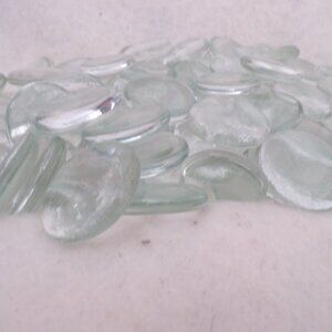 4 lbs GLASS AQUARIUM STONES Discs Vase Fillers Glass Gems Clear 112 Piec…